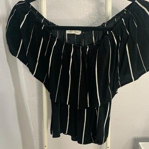 Black and White Striped Off-the-Shoulder Top, Size Medium